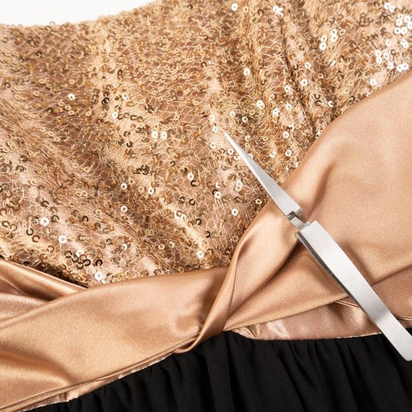 Vintage JESSICA MCCLINTOCK for Gunne Sax gold sequin party dress size 3 - Picture 8 of 10